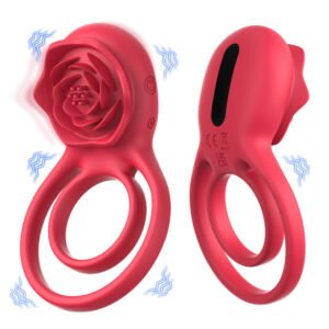 Vibrating Cock Ring with Rose Clitoral Stimulator, Pleasure Penis Ring Vibrator Couples Adult Sex Toys for Men Women, 7 Vibrations Male Couple Sex Toy